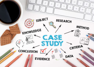 Case study made up of research, data, evidence, and knowledge.
