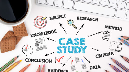 Case study made up of research, data, evidence, and knowledge.