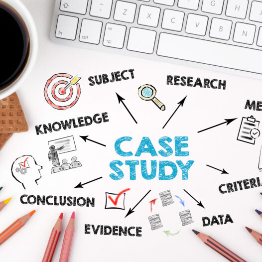 Case study made up of research, data, evidence, and knowledge.