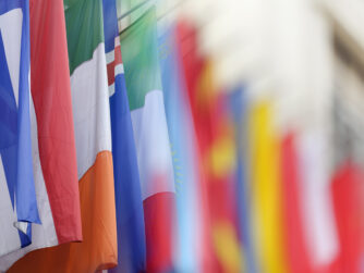 Colorful flags from various countries