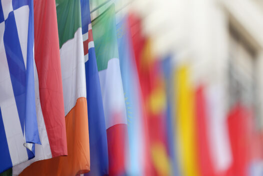 Colorful flags from various countries