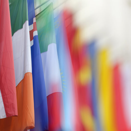 Colorful flags from various countries