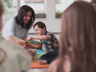 Social Worker working with child in a school setting