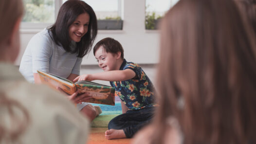 Social Worker working with child in a school setting