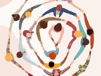 Teamwork of multi-ethnic and multicultural people working together. Concept of community of different people. Unity and solidarity between people of different cultures. Concept of activist and protest movement. Friendship, solidarity, tolerance and brotherhood among peoples. International and multicultural society and population. Cooperation between communities. Anti-racism protest. Volunteer concept. Collaboration and teamwork between colleagues. People who are active for peace, for a clean environment and for social justice