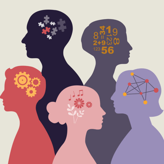 Neurodiversity illustration. People with different mindsets or psychological features.